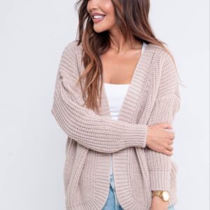 Sweter kardigan SARA z wełną Beżowy