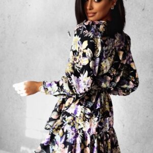 Sukienka z wiskozy Nina Liliowo/Czarna