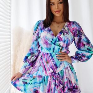 Sukienka z wiskozy Nina Turkusowo/Fioletowa