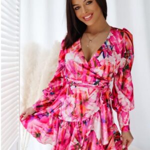 Sukienka z wiskozy Nina Różowa