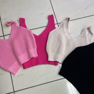 Dzianinowy top bluzka na ramiączkach MARTI Fuksja