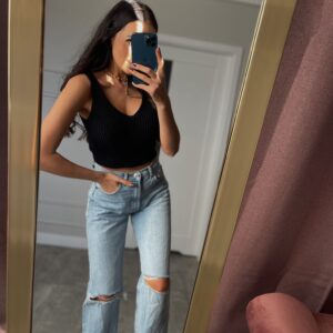 Dzianinowy top bluzka na ramiączkach MARTI Czarny