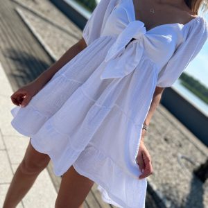Muślinowa sukienka babydoll INGA Biała