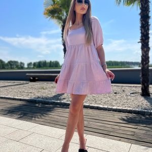 Muślinowa sukienka babydoll INGA Beżowa