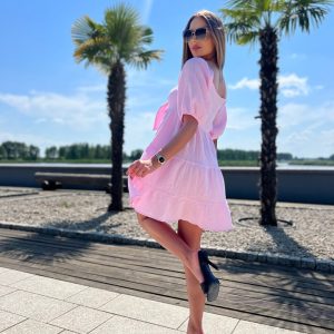 Muślinowa sukienka babydoll INGA Różowa