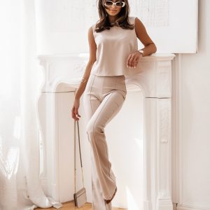 Eleganckie spodnie dzwony Lamilla ELIF Beżowe