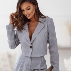 Krótka marynarka z wiskozy Lisa Szara