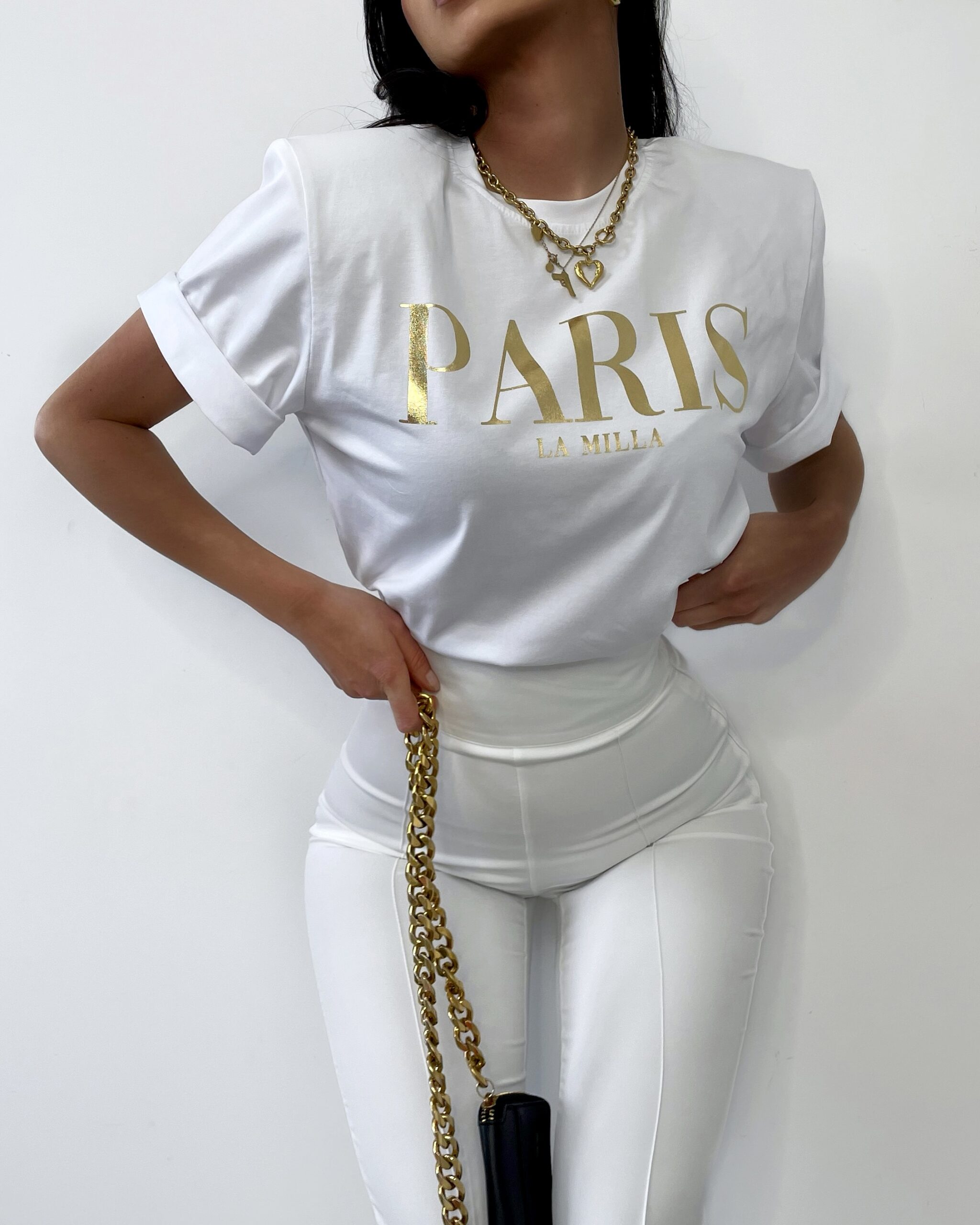 Bawełniana bluzka t-shirt Paris Biała