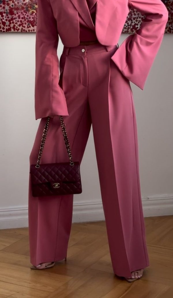Eleganckie spodnie z wiskozy Monica Brudny Róż