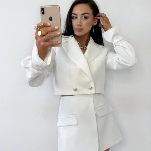 Eleganckie spódnico-spodenki z wiskozy Lamilla Celine Białe