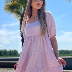 Muślinowa sukienka babydoll INGA Beżowa