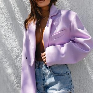 Krótka marynarka z wiskozy Lamilla FALL Liliowa