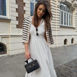 Długa muślinowa sukienka COSTA Biała