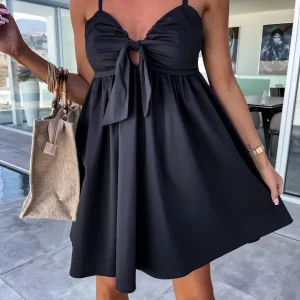 Krótka letnia sukienka z wiązaniem PANAMA Czarna