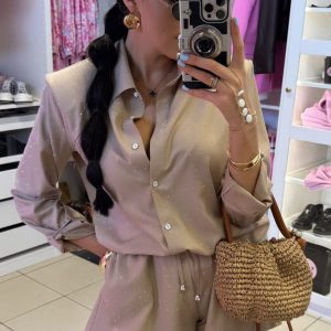 Komplet BLING BLING La Milla Spodenki i koszula Beżowy