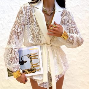 Marynarka koronkowa La Milla Katie Biała